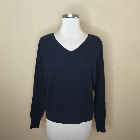 Autumn Cashmere Sweater Dolman Sleeve Button Back Navy - Picture 1 of 6